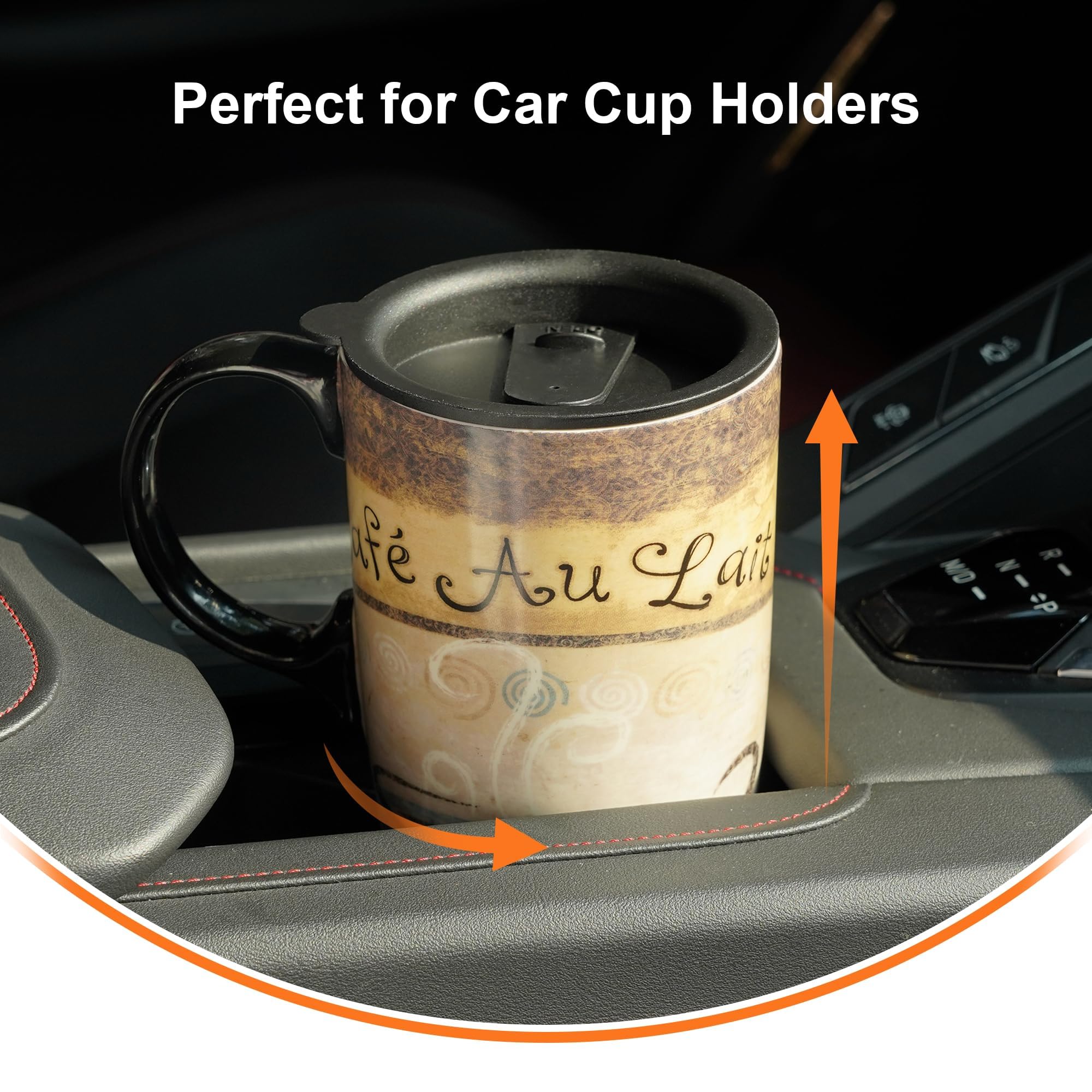 Topadorn 17oz Ceramic Travel Mug with Lid, Tall Ceramic Coffee Mug with Handle, Purple Floral Coffee Cup with Gift Box