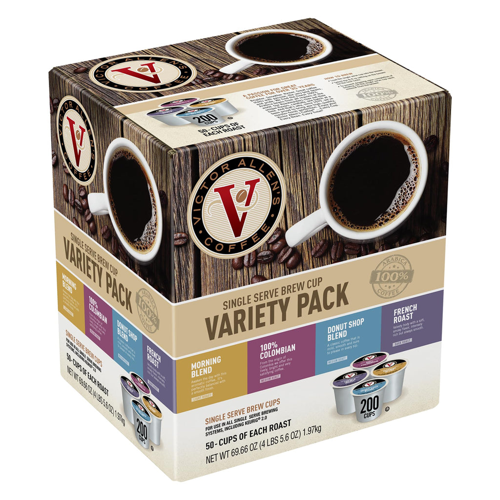 Victor Allen's Coffee Variety Pack (Morning Blend, 100% Colombian, Donut Shop Blend, French Roast), 42 Count, Single Serve Coffee Pods for Keurig K-Cup Brewers