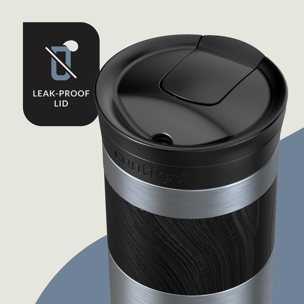 Contigo Byron Vacuum-Insulated Stainless Steel Travel Mug with Leak-Proof Lid Reusable Coffee Mug or Water Bottle BPA-Free 16oz Licorice Keeps Beverages Hot for 6 Hours or Cold for 12 Hours