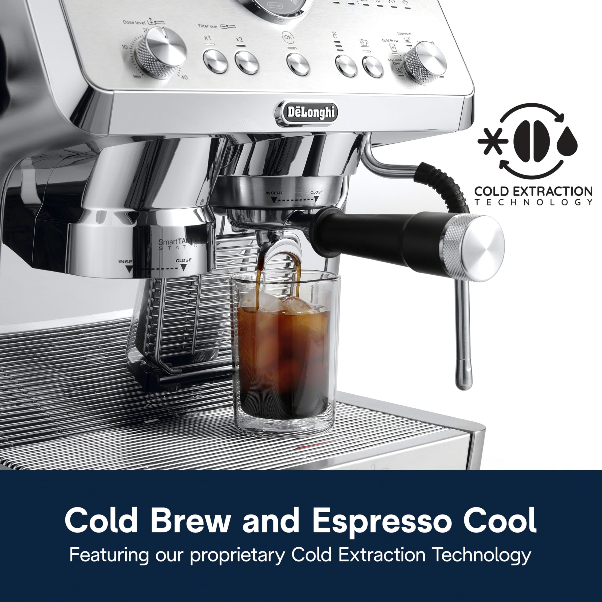 De'Longhi La Specialista Arte Evo Espresso Machine - Compact Cold Brew Coffee Maker with Grinder, Milk Steam Wand/Frother & Tamping Tools - Home Barista Kit for Lattes, Cappuccinos, Iced Coffee