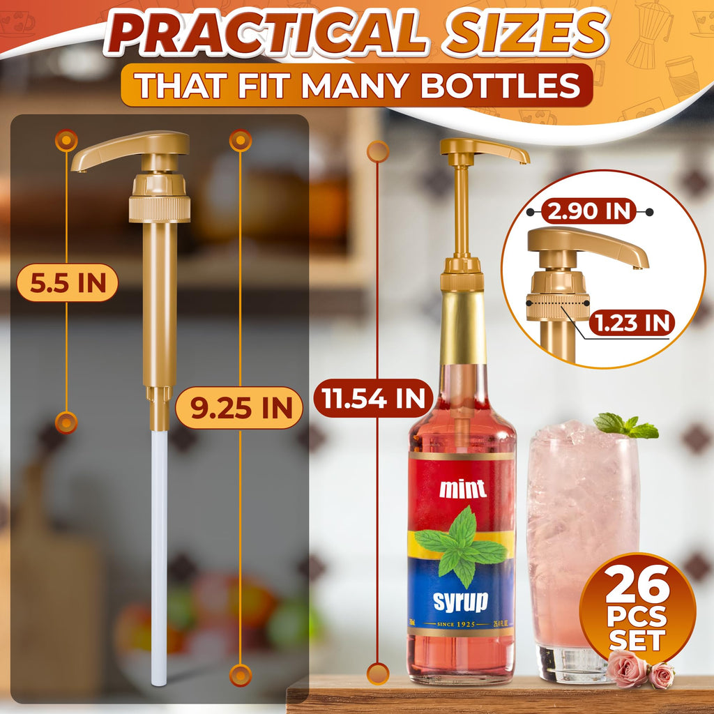 4 Pcs Coffee Syrup Pump Dispenser - Works as Skinny and Torani Syrup Pump - Fits Various 25.4 oz Bottles, Precise Dispensing 0.3oz & Lockable Design, Easy to Use & Clean, Ideal for Liquids