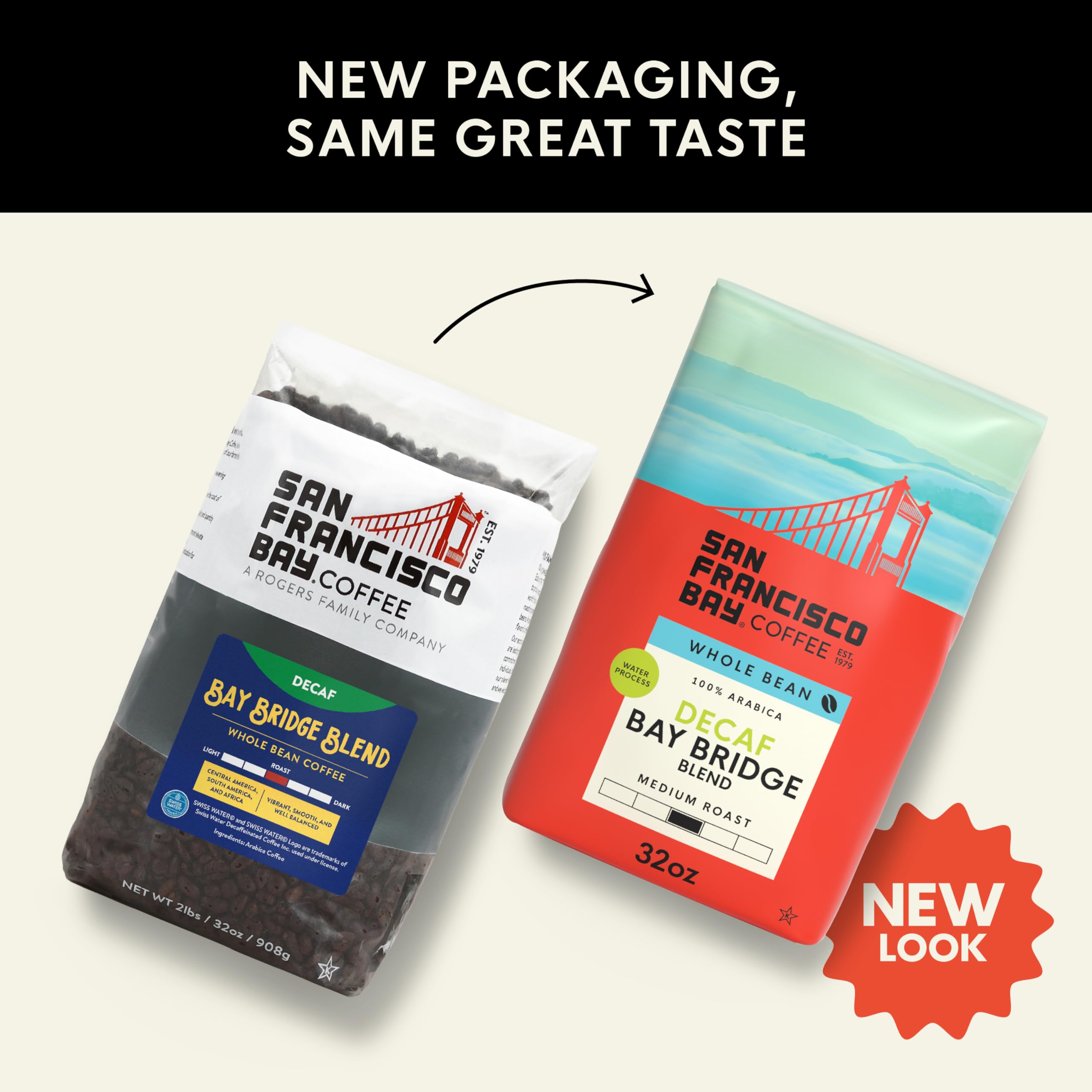 San Francisco Bay Coffee - Medium-Dark Roast Whole Bean Coffee - Fog Chaser (2 lb bag)