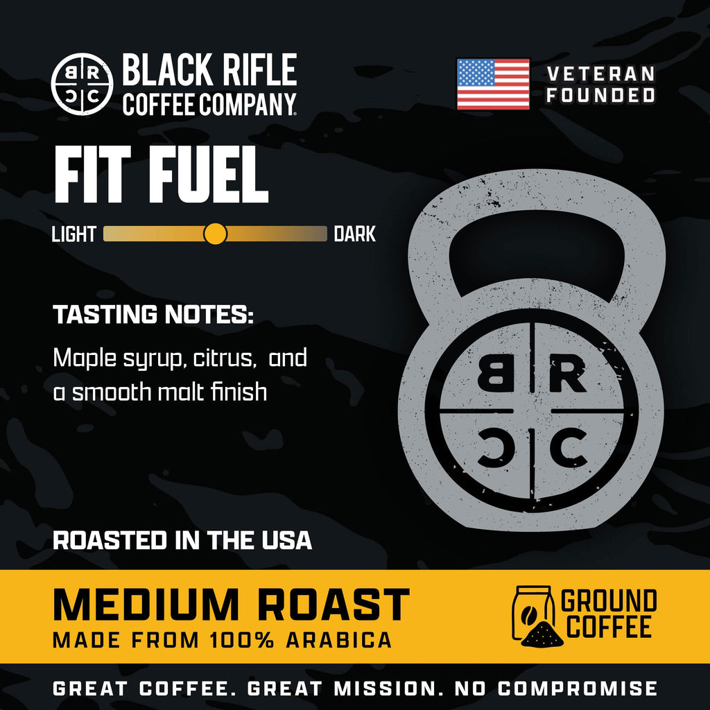 Black Rifle Coffee Company Just Black, 18oz Bag, Ground Coffee Medium Roast - Roasted Blend Made from Arabica Beans - Colombian & Brazilian Beans - Veteran Founded & American Made