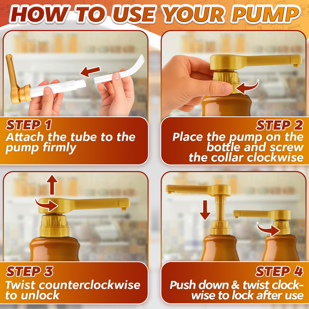 4 Pcs Coffee Syrup Pump Dispenser - Works as Skinny and Torani Syrup Pump - Fits Various 25.4 oz Bottles, Precise Dispensing 0.3oz & Lockable Design, Easy to Use & Clean, Ideal for Liquids