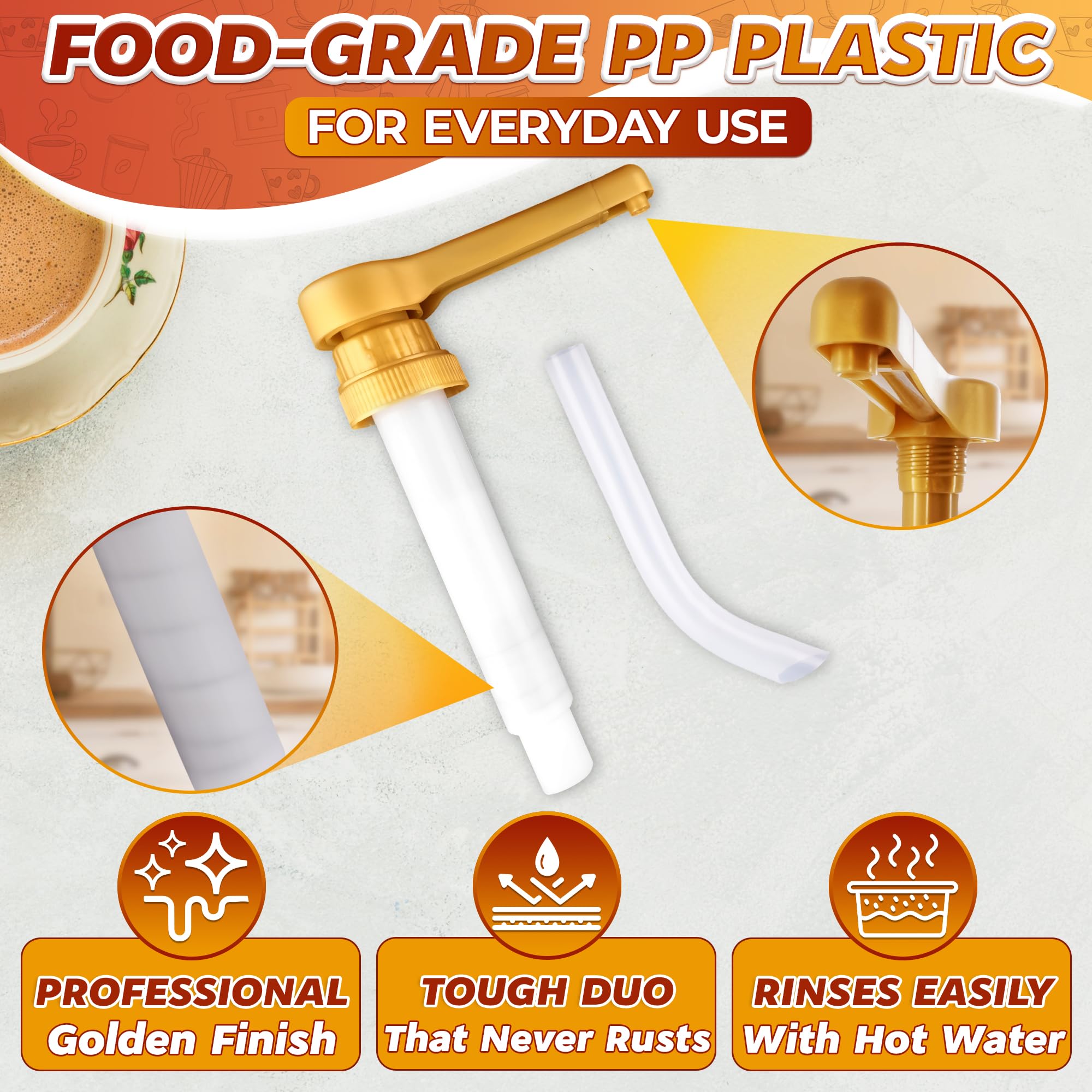 4 Pcs Coffee Syrup Pump Dispenser - Works as Skinny and Torani Syrup Pump - Fits Various 25.4 oz Bottles, Precise Dispensing 0.3oz & Lockable Design, Easy to Use & Clean, Ideal for Liquids