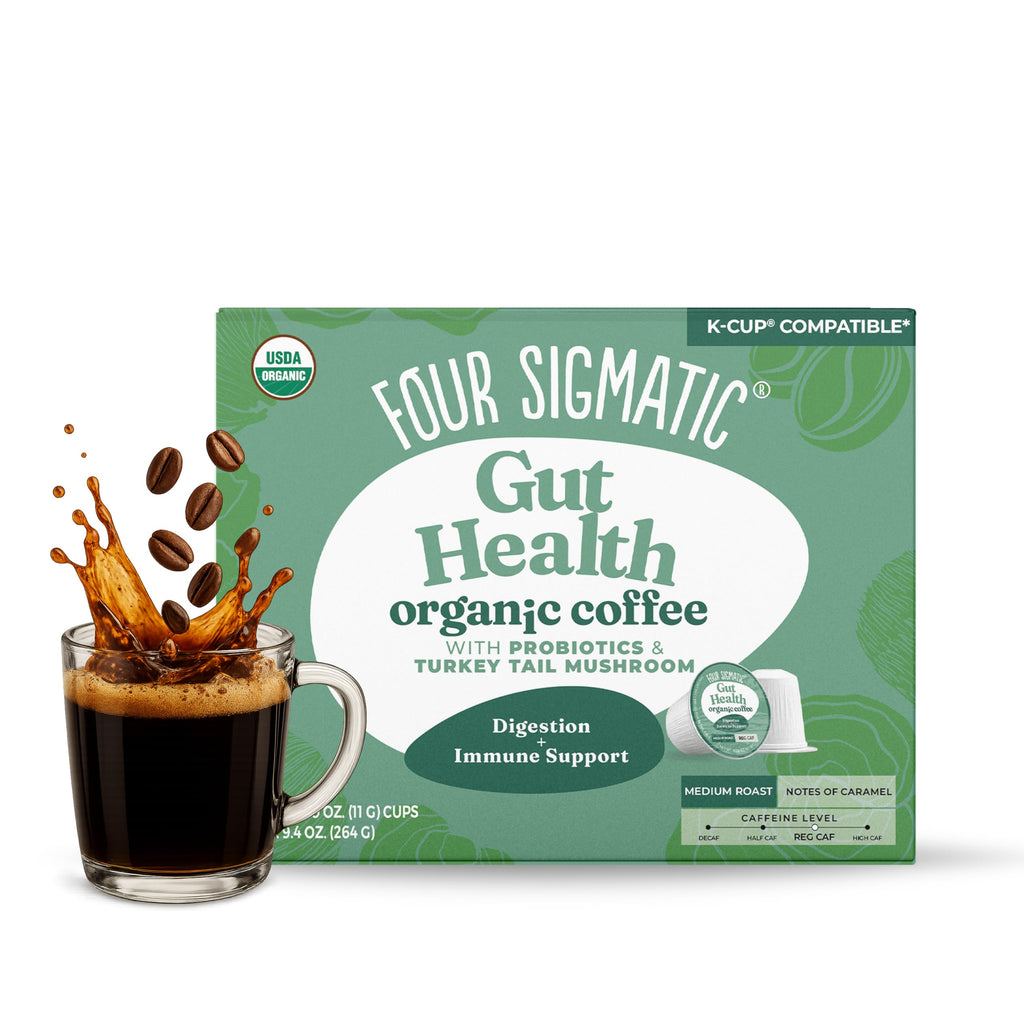 Four Sigmatic Mushroom Coffee K-Cups | Organic Dark Roast Coffee with Lion’s Mane Mushroom Powder & Yacon | Focus & Immune Support | Vegan & Keto | Sustainable Pods | 24 Count