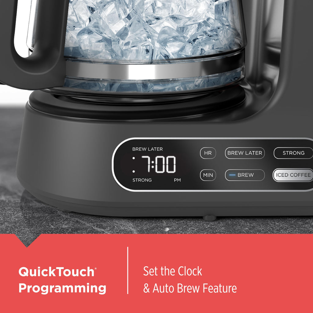 BLACK+DECKER 12-Cup Digital Coffee Maker, Programmable, Washable Basket Filter, Sneak-A-Cup, Auto Brew, Water Window, Keep Hot Plate, Black