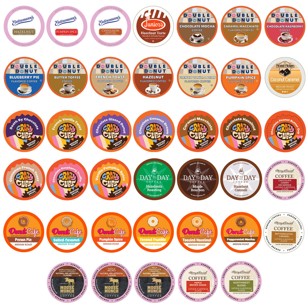 Crazy Cups Flavored Coffee Pods Variety Pack for Keurig K Cups Brewers, Assorted Flavored Coffee Sampler, 40 Count