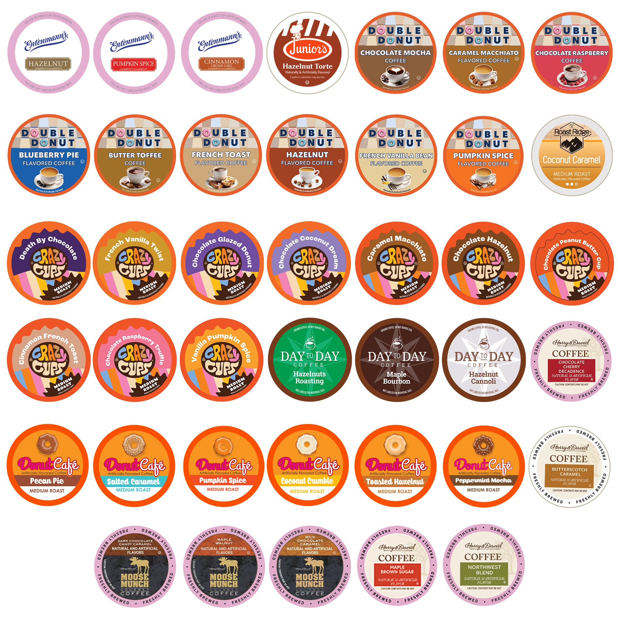 Crazy Cups Flavored Coffee Pods Variety Pack for Keurig K Cups Brewers, Assorted Flavored Coffee Sampler, 40 Count