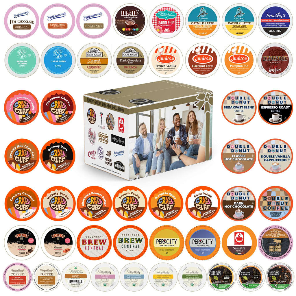 Crazy Cups Flavored Coffee Pods Variety Pack for Keurig K Cups Brewers, Assorted Flavored Coffee Sampler, 40 Count