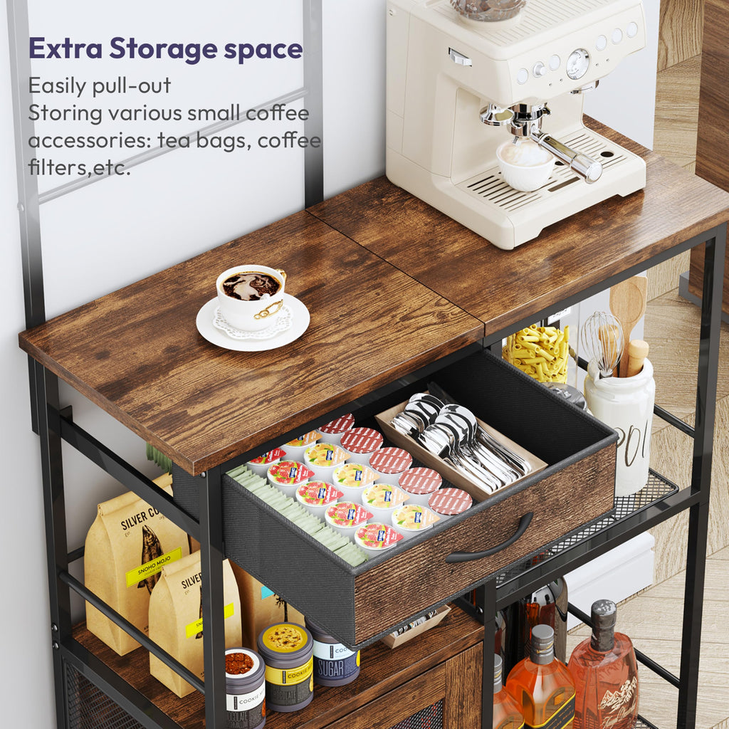 SWTYMIKI Coffee Bar Cabinet for Home - Farmhouse Coffee Stand Station Multi-Purpose Buffet Sideboard Cabinet with Drawers - Kitchen Bar Table for Living Room, Corner, Small Space, Espresso