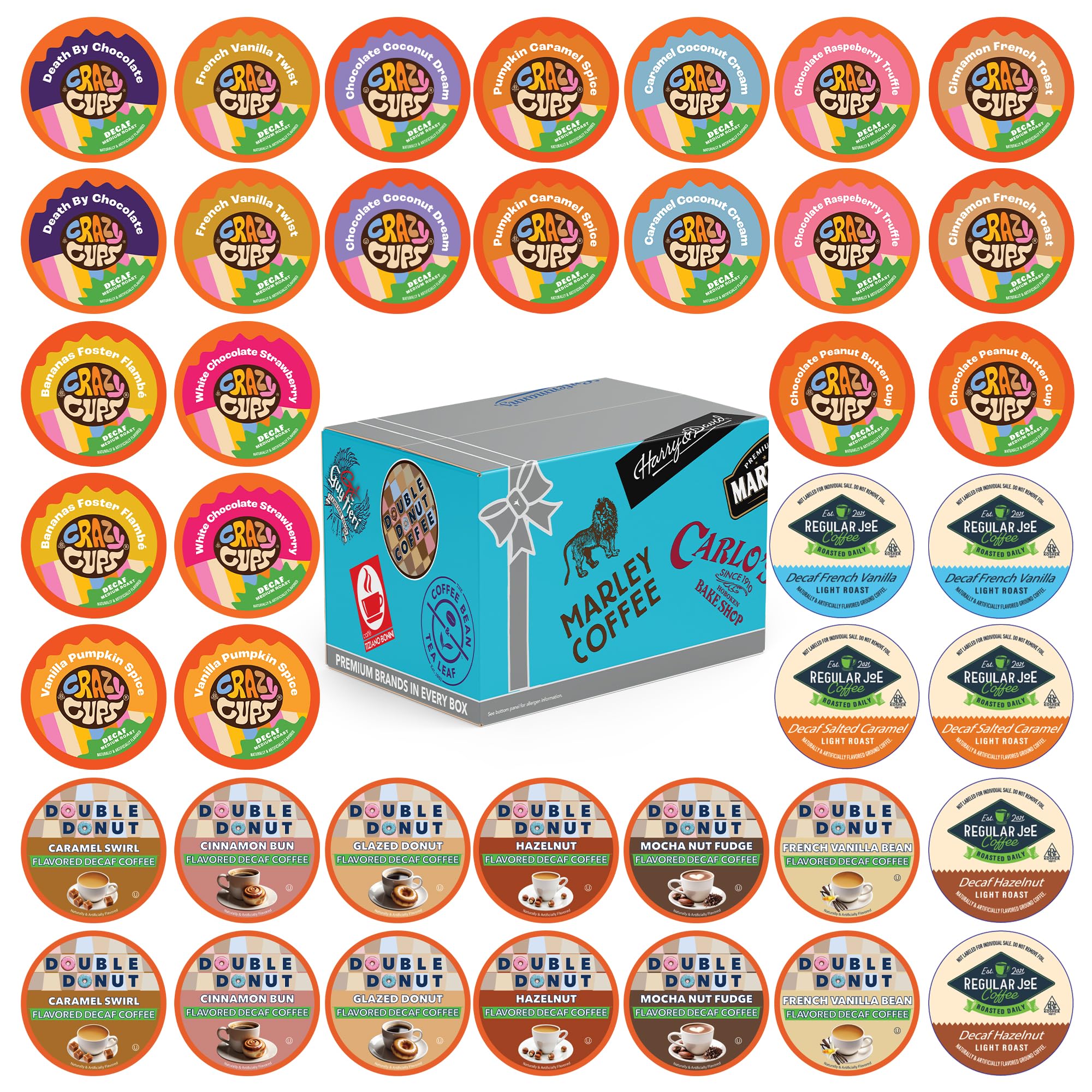Crazy Cups Flavored Coffee Pods Variety Pack for Keurig K Cups Brewers, Assorted Flavored Coffee Sampler, 40 Count
