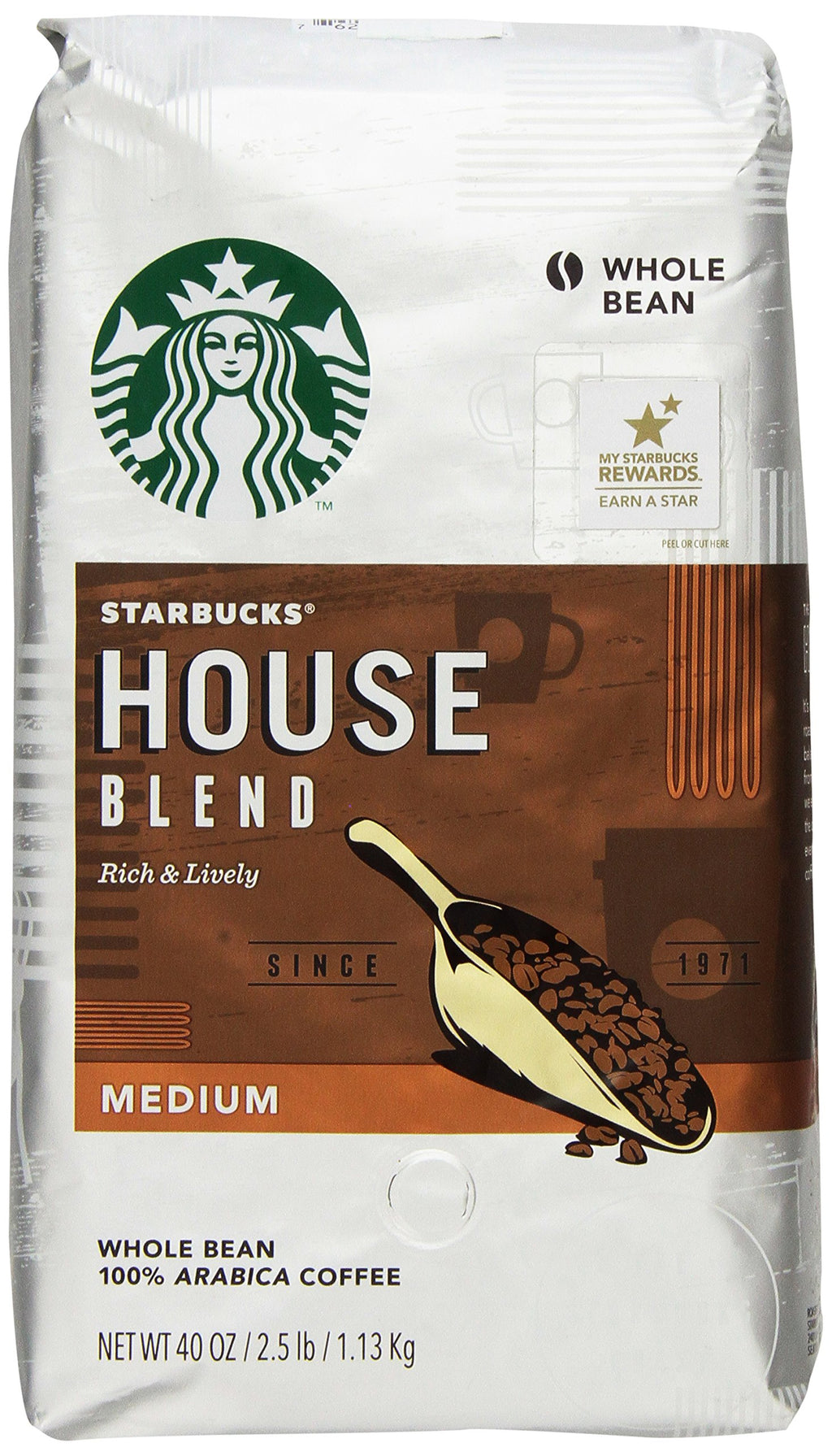 Starbucks Whole Coffee Beans, Medium Roast Hot or Iced Coffee, Pike Place Roast, 28 oz