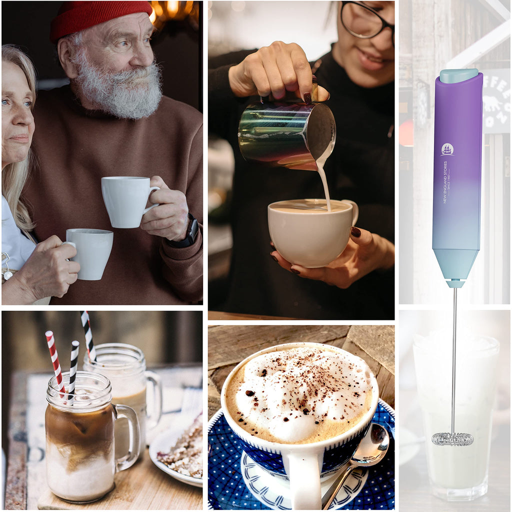 Powerful Milk Frother Handheld Foam Maker, Mini Whisk Drink Mixer for Coffee, Cappuccino, Latte, Matcha, Hot Chocolate, No Stand, Green