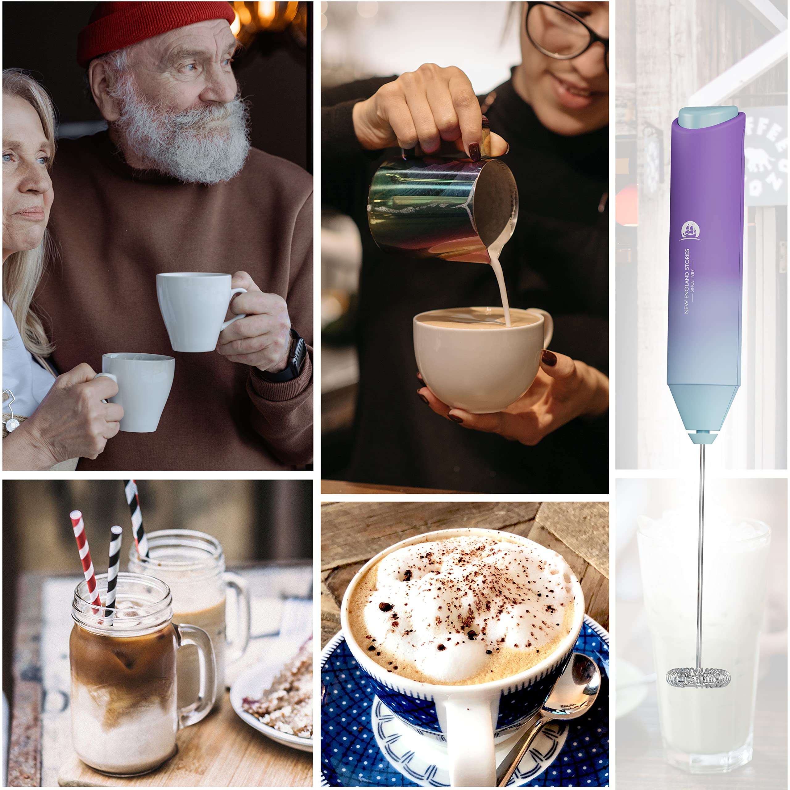 Powerful Milk Frother Handheld Foam Maker, Mini Whisk Drink Mixer for Coffee, Cappuccino, Latte, Matcha, Hot Chocolate, No Stand, Green
