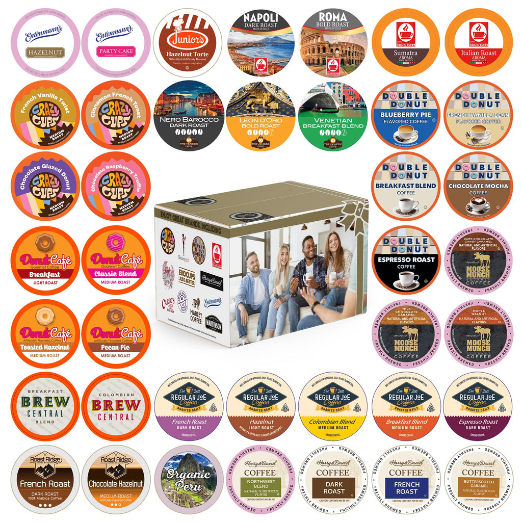 Crazy Cups Flavored Coffee Pods Variety Pack for Keurig K Cups Brewers, Assorted Flavored Coffee Sampler, 40 Count