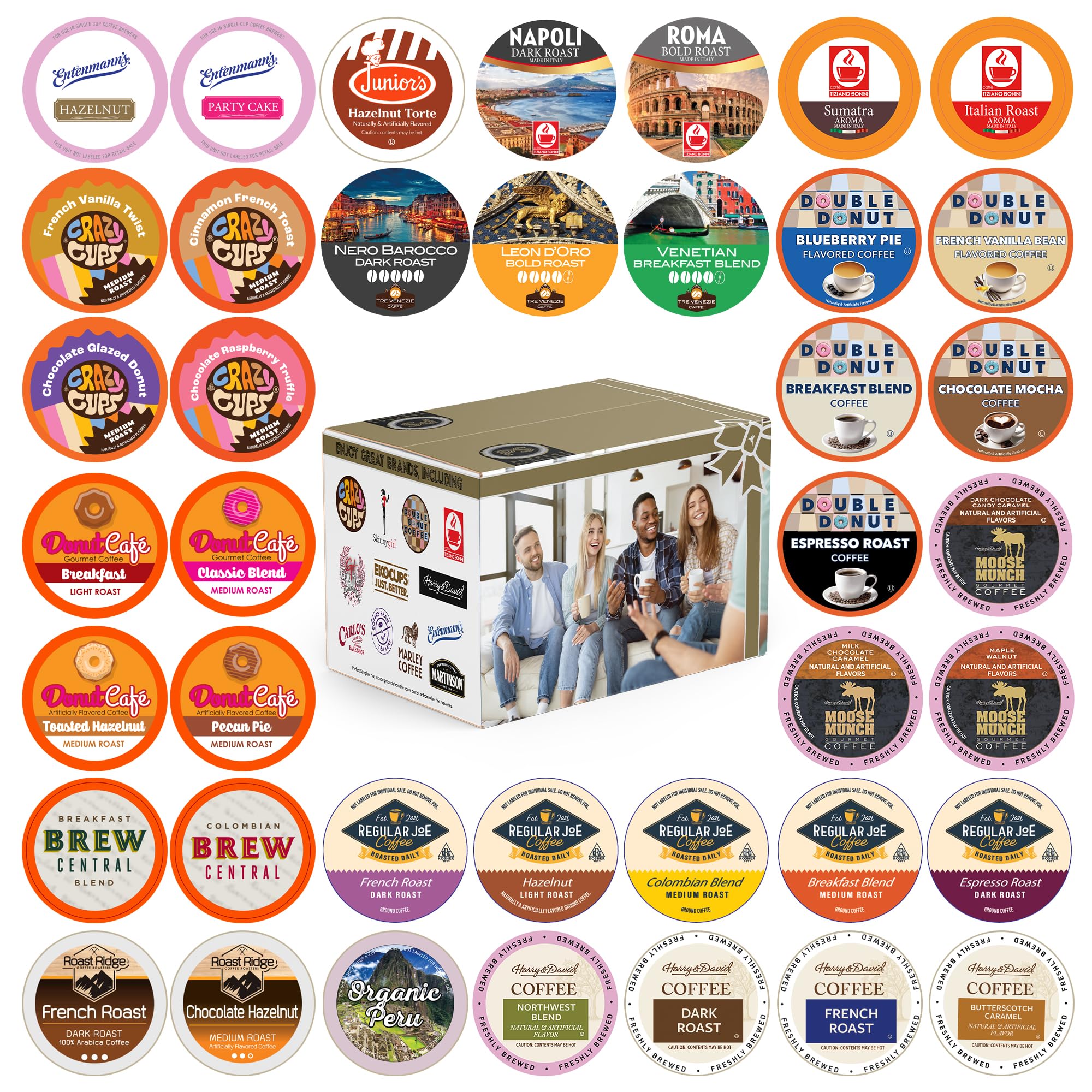 Crazy Cups Flavored Coffee Pods Variety Pack for Keurig K Cups Brewers, Assorted Flavored Coffee Sampler, 40 Count