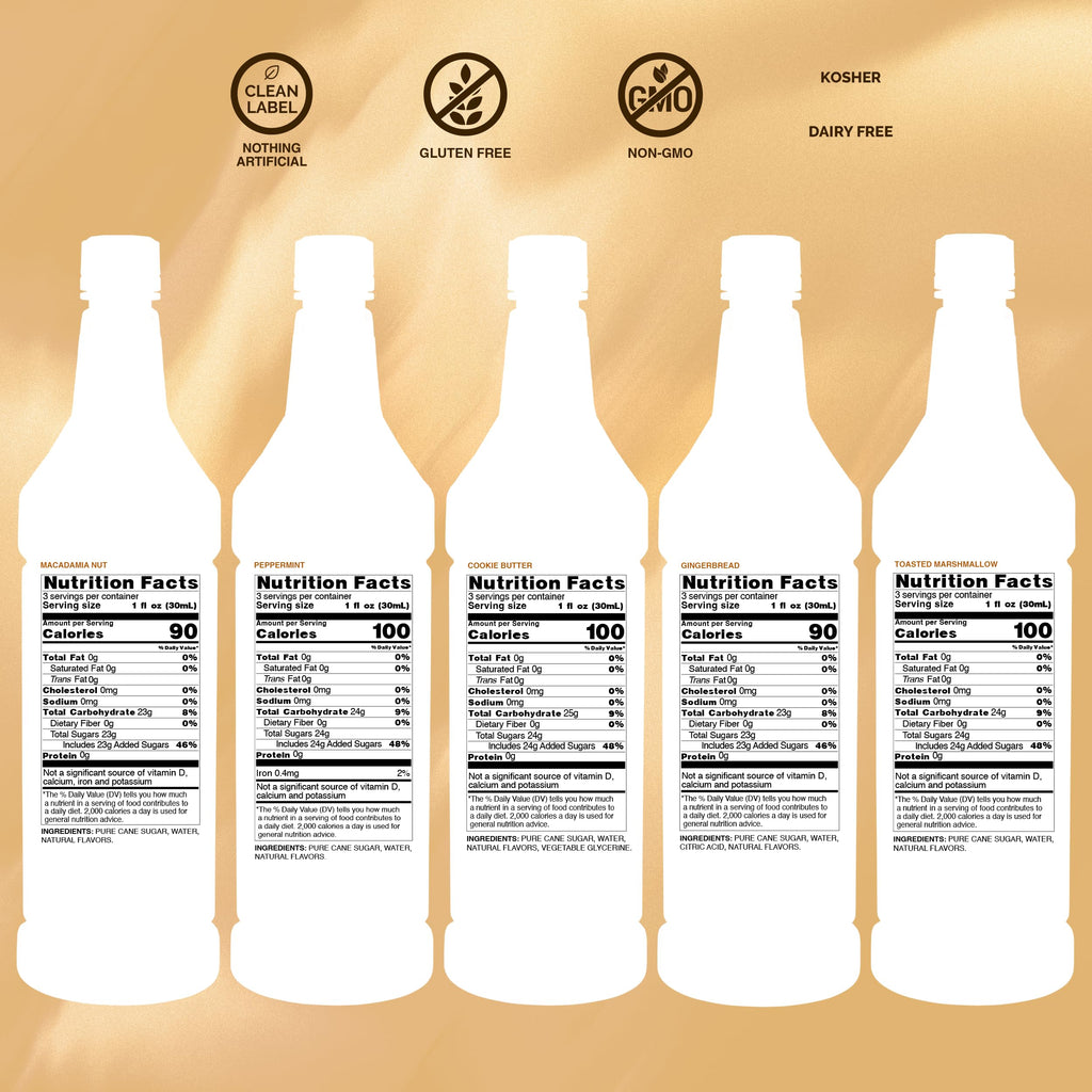 Monin - Gourmet Flavorings Coffee Collection (Caramel, Amaretto, Hazelnut, Irish Cream, Vanilla) | Clean Label, No Artificial Flavors, No Artificial Preservatives (5-pack, 50 ml each)