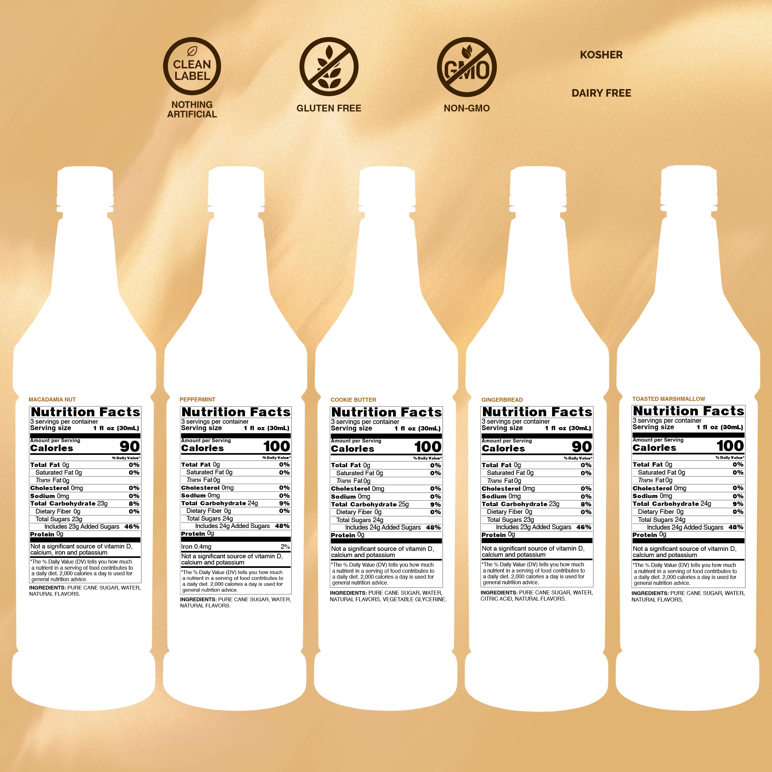 Monin - Gourmet Flavorings Coffee Collection (Caramel, Amaretto, Hazelnut, Irish Cream, Vanilla) | Clean Label, No Artificial Flavors, No Artificial Preservatives (5-pack, 50 ml each)