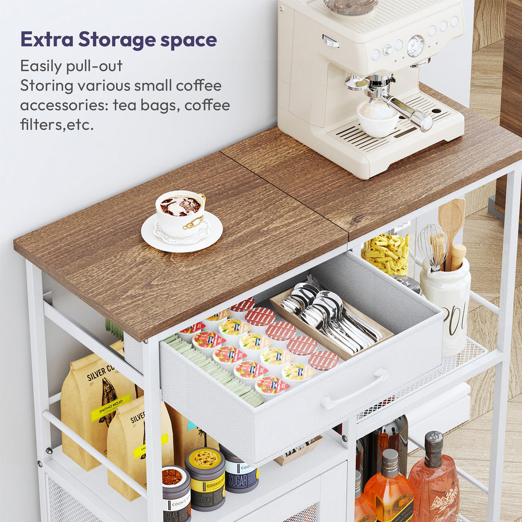 SWTYMIKI Coffee Bar Cabinet for Home - Farmhouse Coffee Stand Station Multi-Purpose Buffet Sideboard Cabinet with Drawers - Kitchen Bar Table for Living Room, Corner, Small Space, Espresso